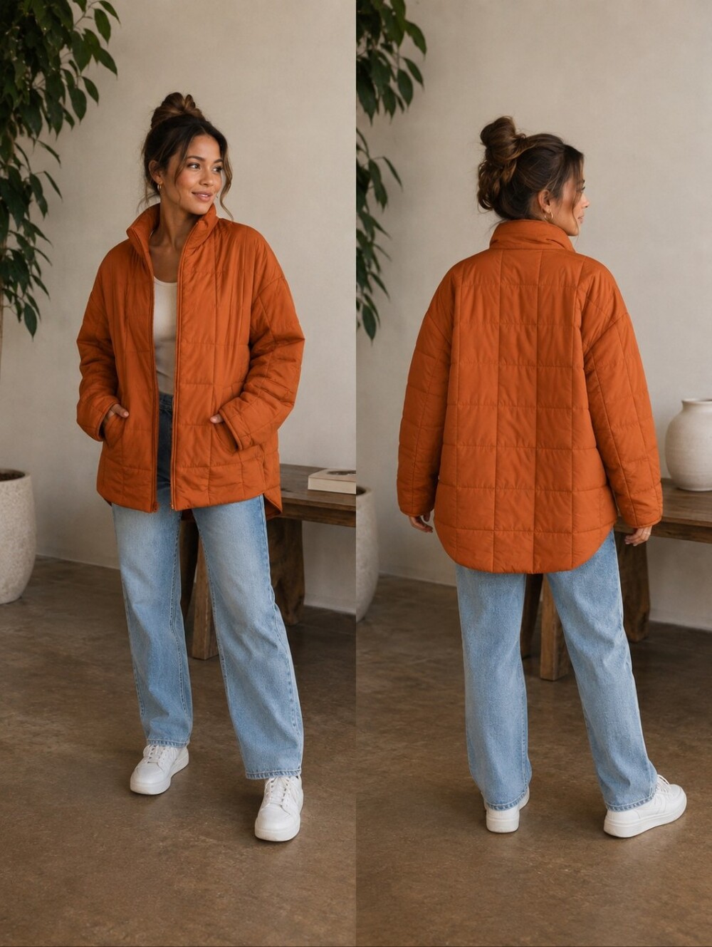 Free People Inspired Oversized Quilted Puffer Jacket – NWT